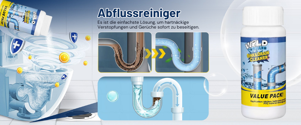 DrainCleaner™ – Entfernt sofort hartnäckige Verstopfungen und Gerüche.