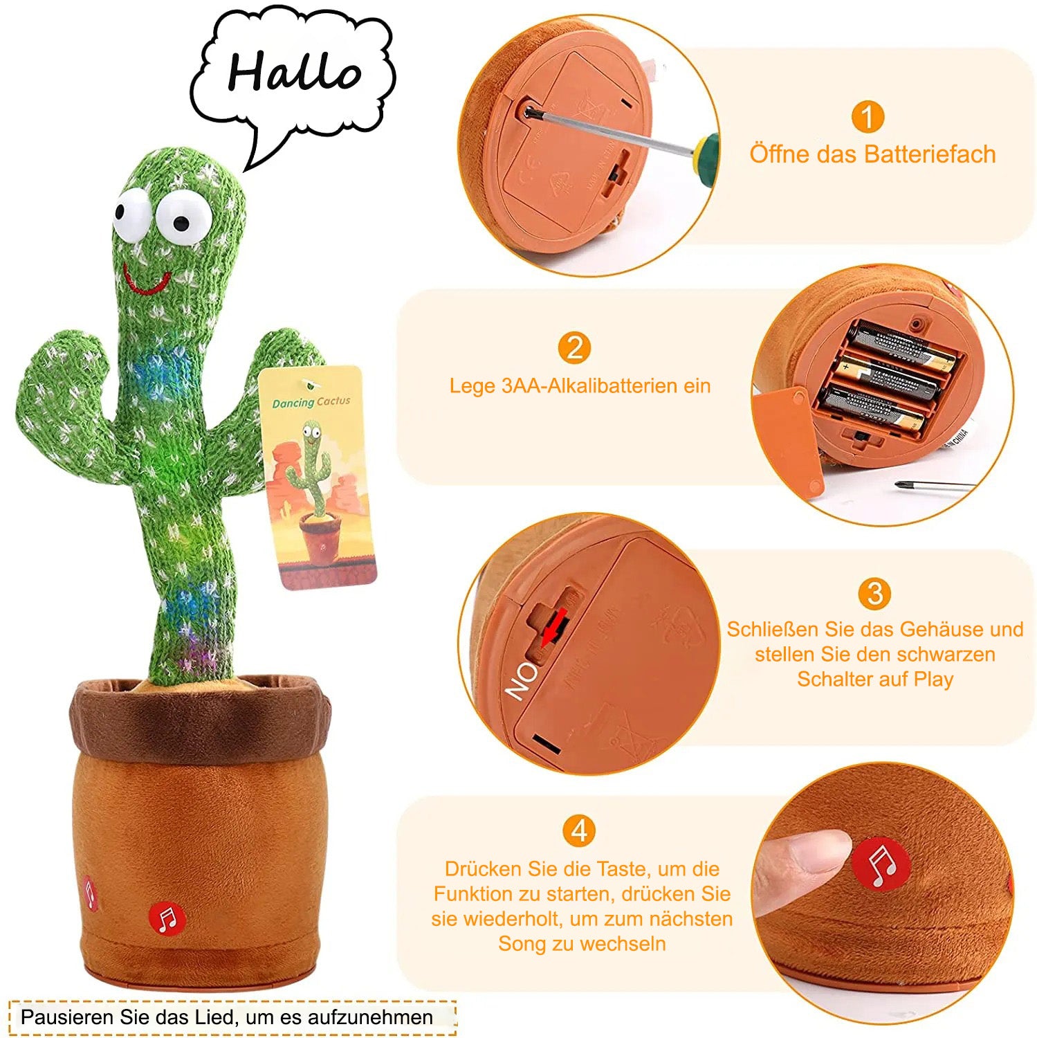 CactusPal™ - Singendes, tanzendes, sprechendes Kaktusspielzeug | 1+1 Gratis