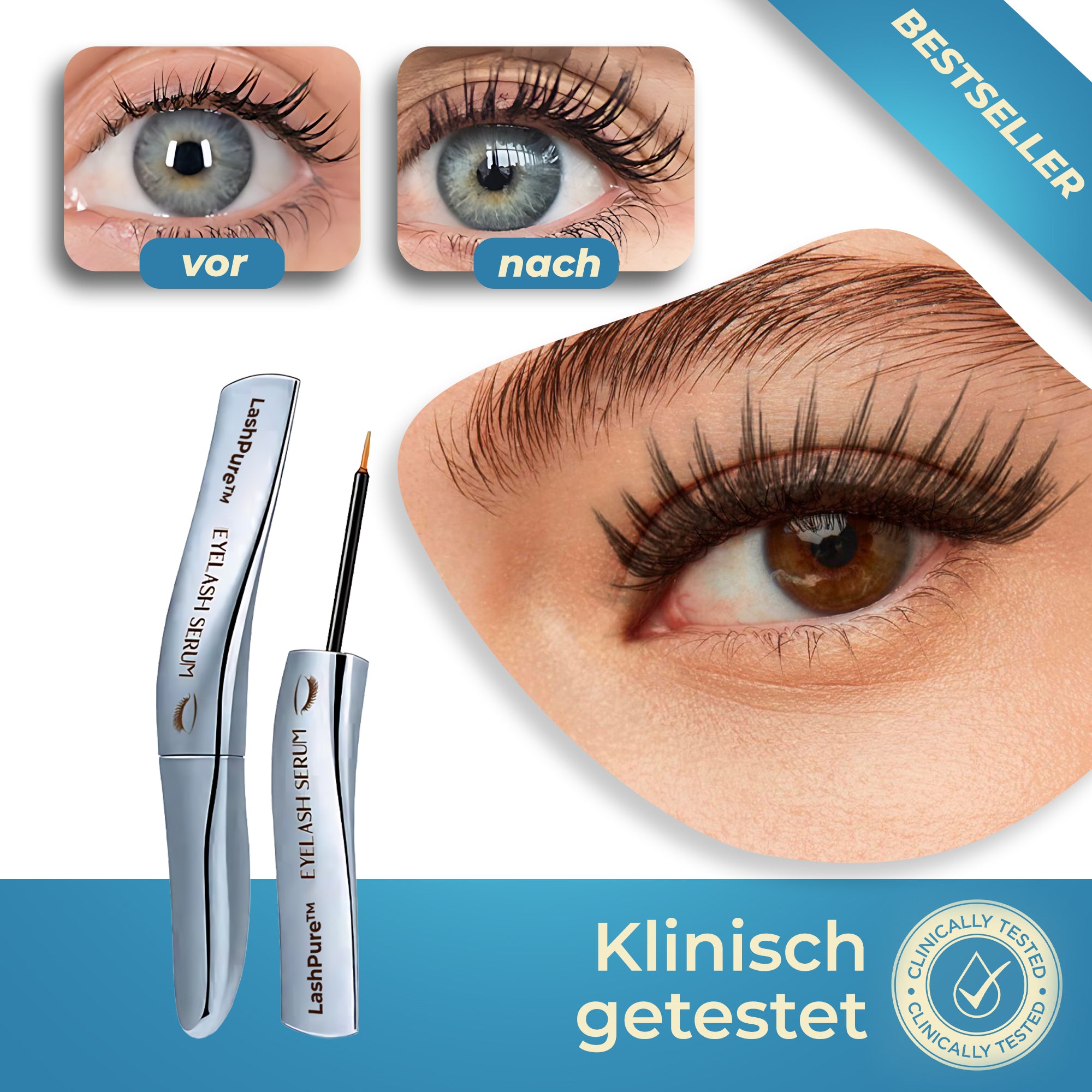 LashPure™ - Wimpernserum | Bis zu 4x längere und vollere Wimpern in nur 3 Wochen
