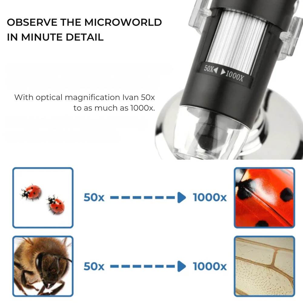 InfiniZoom™ - Tragbares Digitalmikroskop mit USB | 53% Rabatt